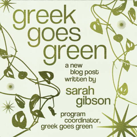 green instagram post full of leaves with dark green text