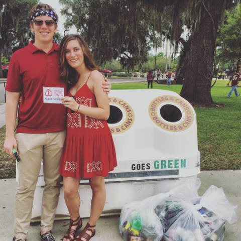 Recycling Bin and Material with Girl and Boy