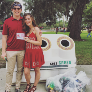 Recycling Bin and Material with Girl and Boy