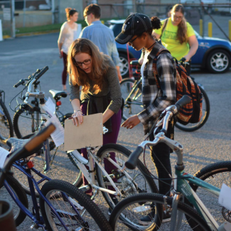 Two People with Bikes