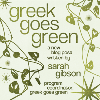 green instagram post full of leaves with dark green text