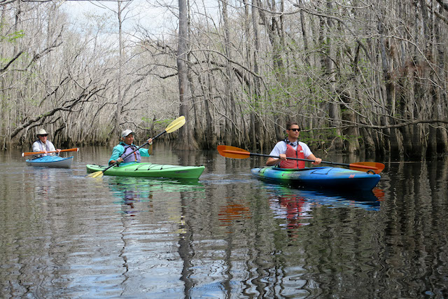 Poplar Creek kayakers Fountain, Martha and Tyler by Doug Alderson